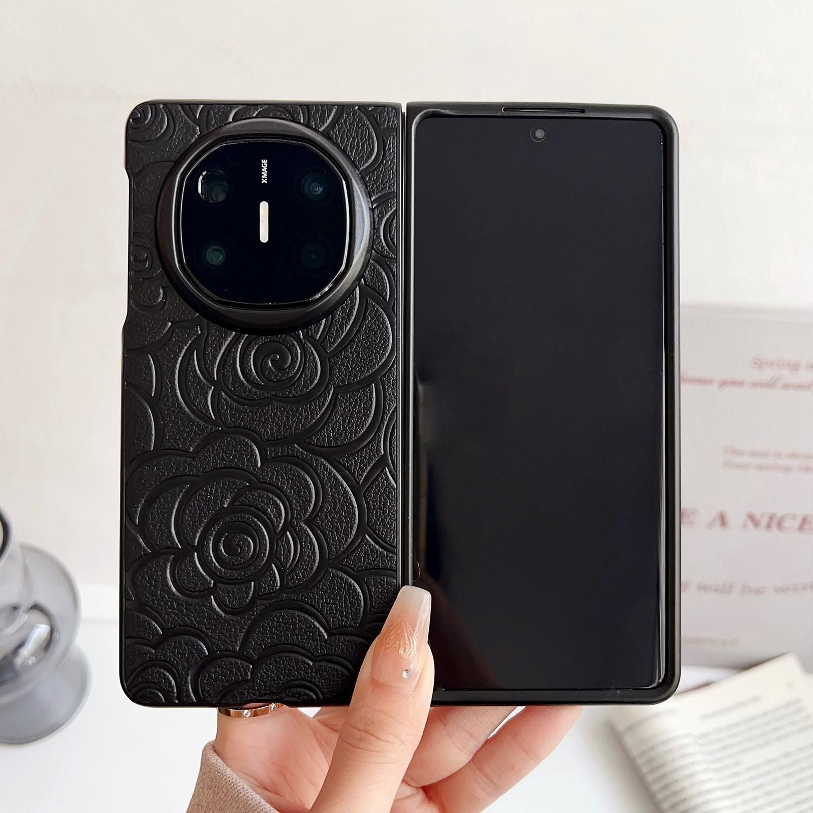 Camellia Pattern PU Case For Huawei Mate X6