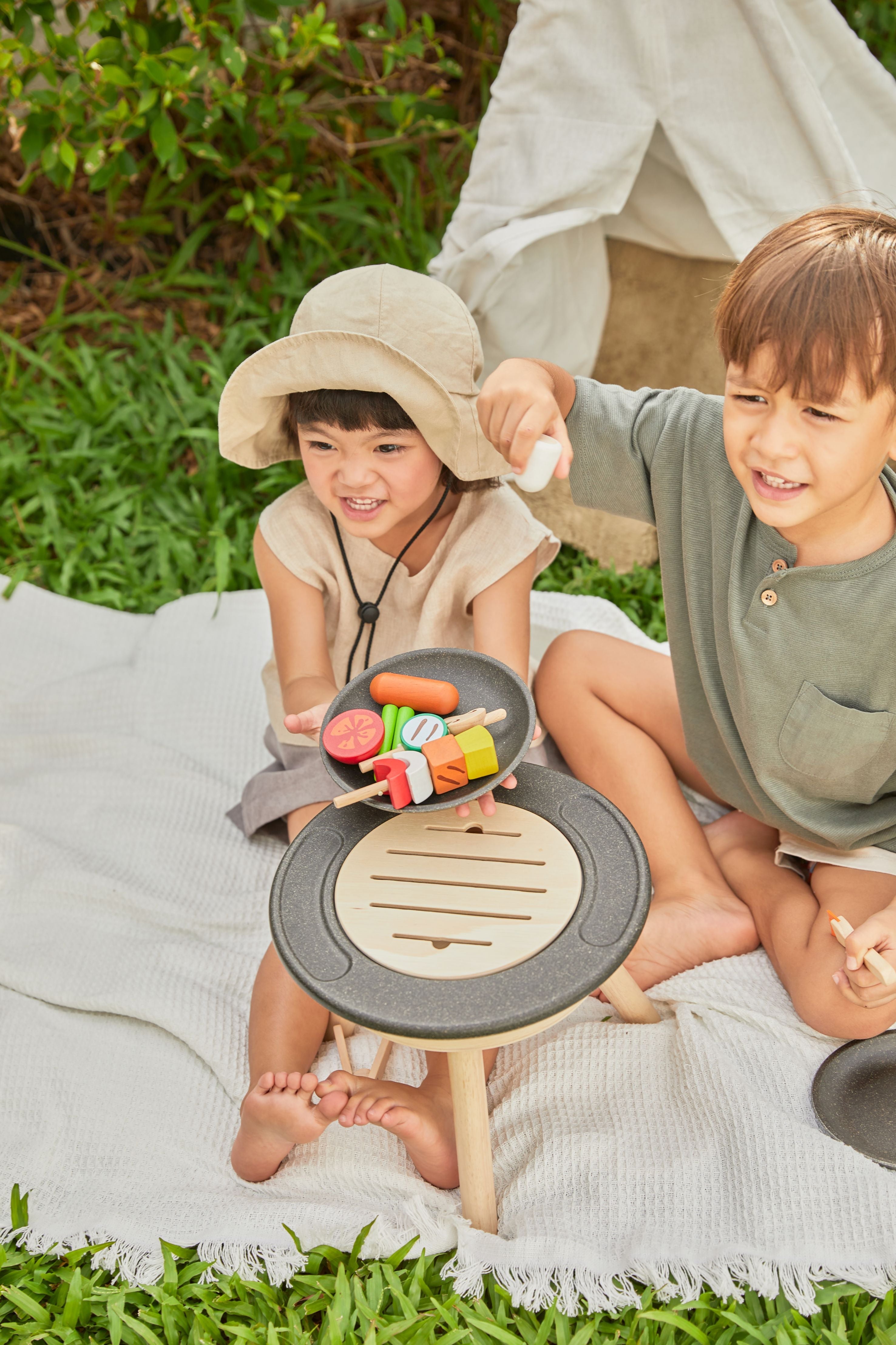 PlanToys BBQ Playset — Wooden Pretend Play Set