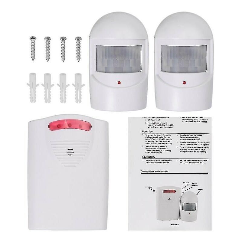 Security Alarm Systems, 1 Receiver And 2 Weatherproof Pir Motion Detectors For Yard/garage/barn,wireless Siren Kit For Port And Window Security Protec