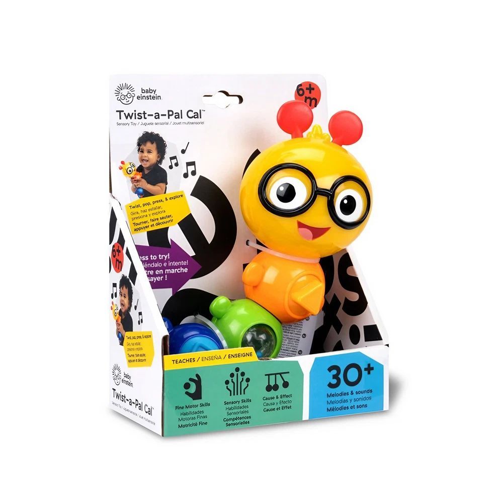 Baby Einstein Twist-a-Pal Cal Sensory Toy, with Music and Bead Chaser, 6 Months+