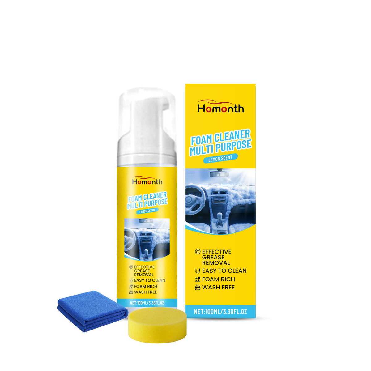 Car Care Kit, Multi-Purpose Foam Leather Cleaner, Interior Shine, Easy to Use ,1set