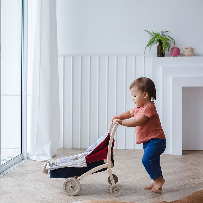 PlanToys Doll Stroller — Wooden Push Toy