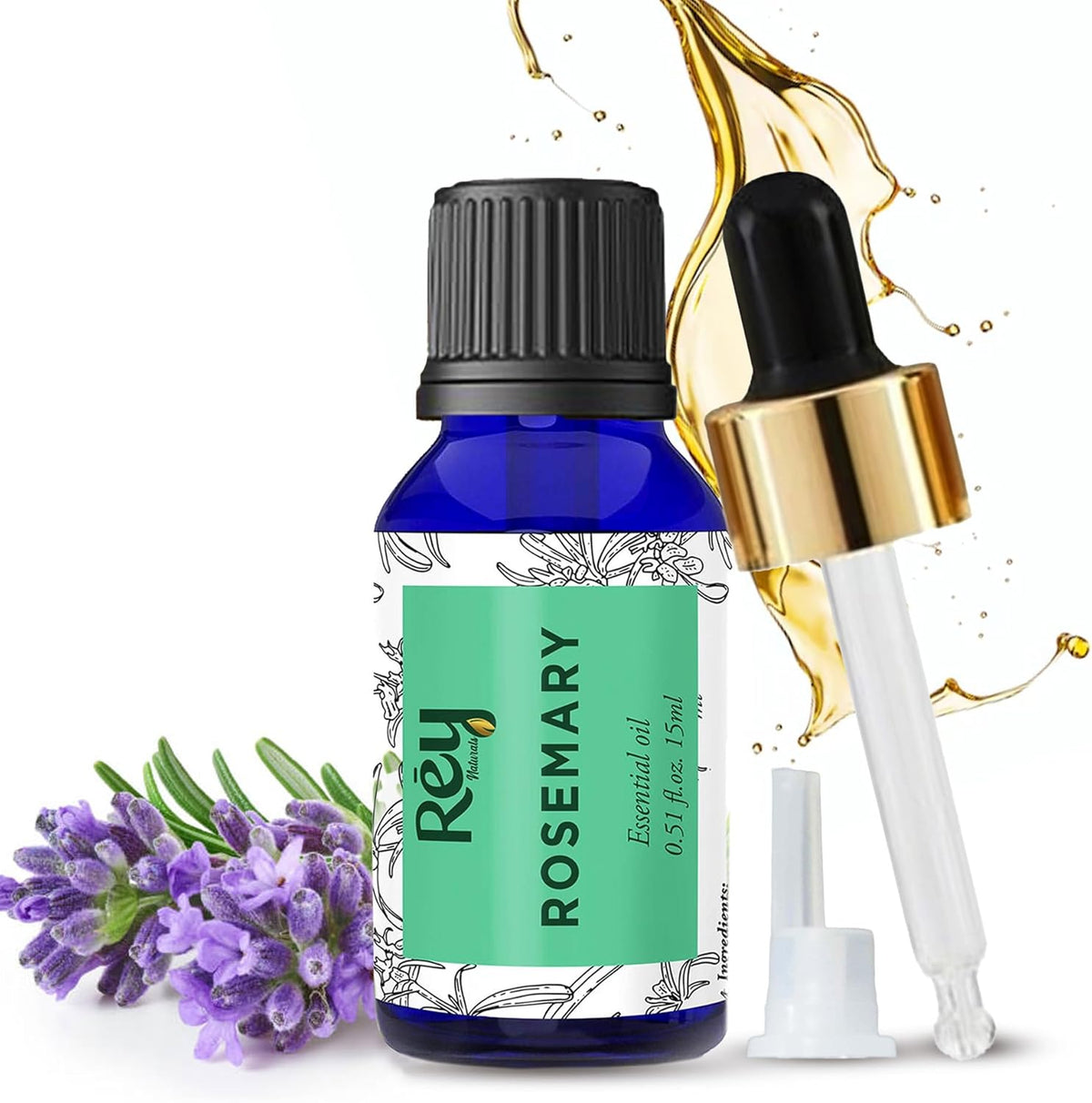Rey Naturals Rosemary essential oil for hair growth, Skin and Aroma 15 ml