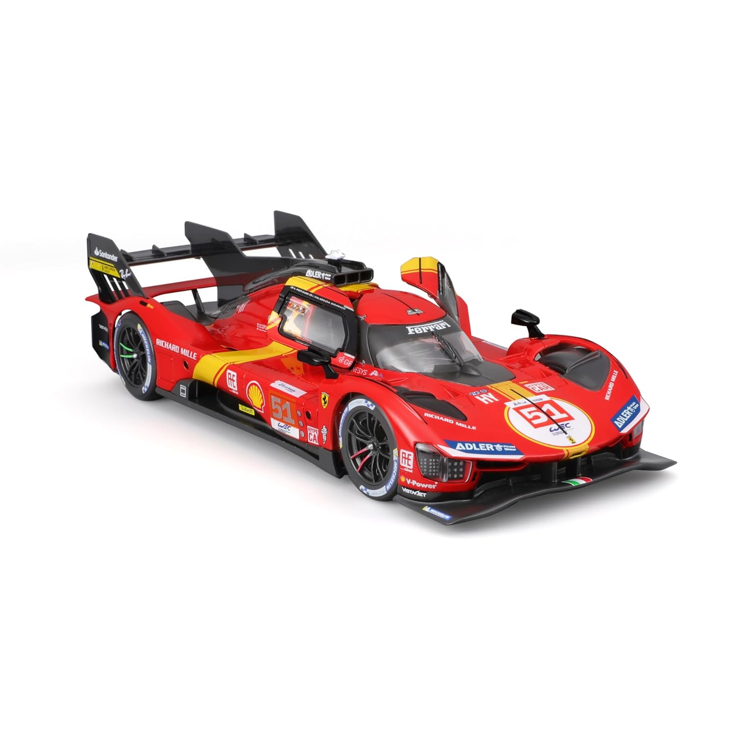 Bburago 24h LeMans 2023, Ferrari 499P Racing, Die-Cast Metal Car Kit, Red, 34 Pieces, 1:24