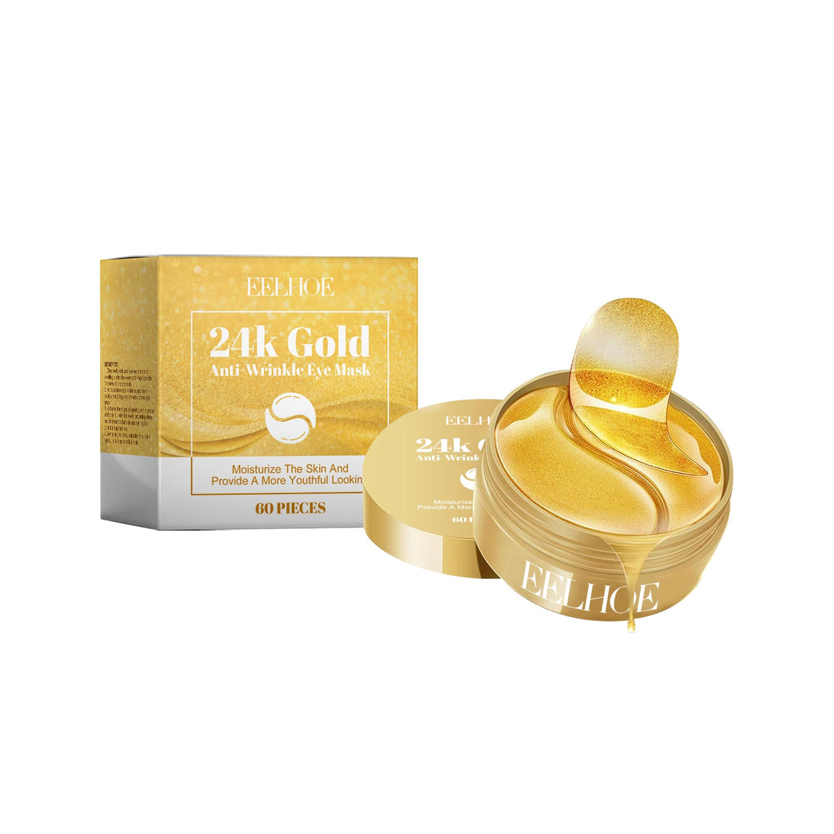 24K Gold Eye Mask, Anti-Wrinkle, Brightening, Moisturizing, Eye Care, Dark Circles, Youthful Skin ,60pcs
