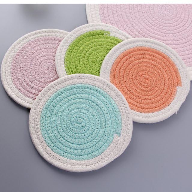 AIESY® 4 pcs Beautiful Cotton Rope Woven Round Placemat
