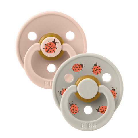 BIBS Pacifier Studio Colour 2 PACK Ladybug Latex Size 2 -Blush Mix