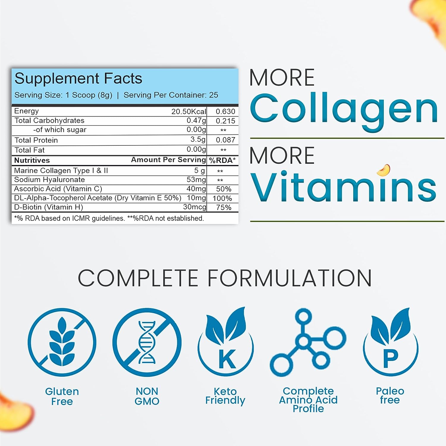 Vedapure Marine Collagen Skin Radiance Supplemen,Peachy Mango 210g