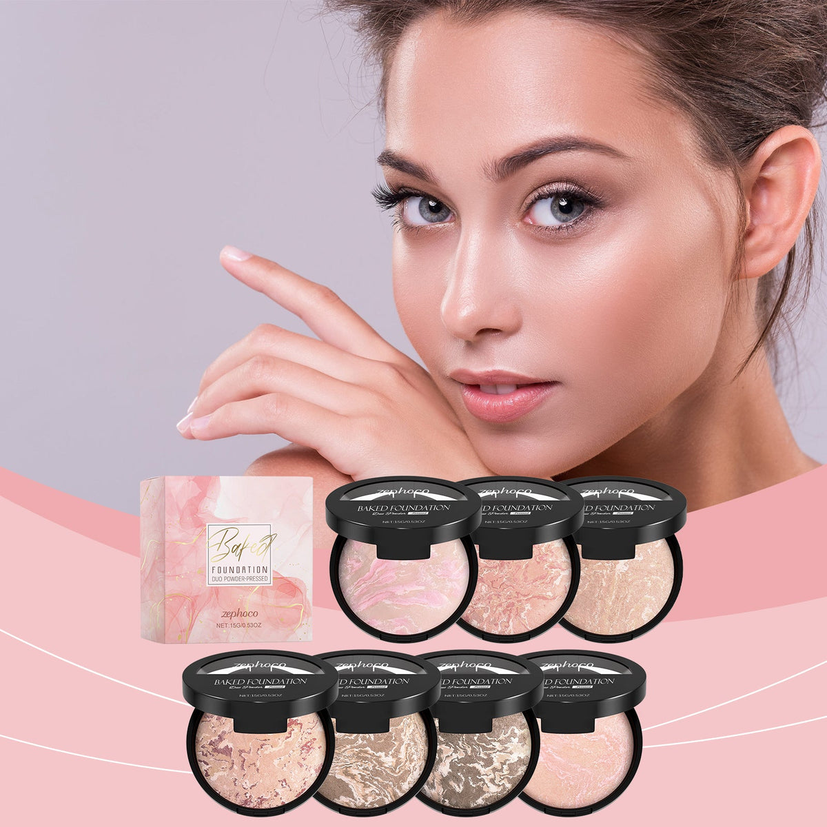 Concealer Powder Compact, Oil Control, Matte Finish, Portable Makeup, Flawless Look ,15g