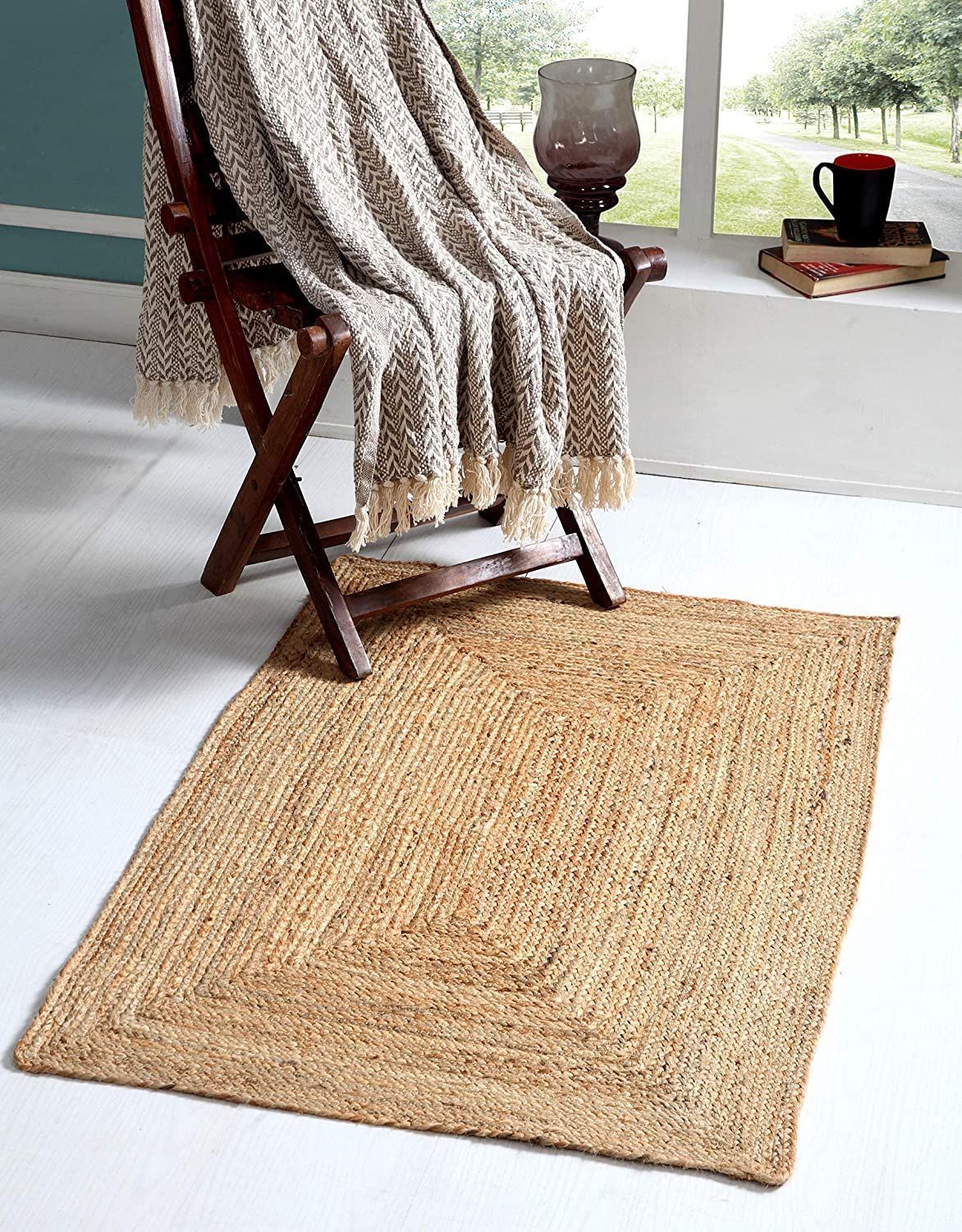 AIESY Modern Home Handwoven Jute Reversible Rug