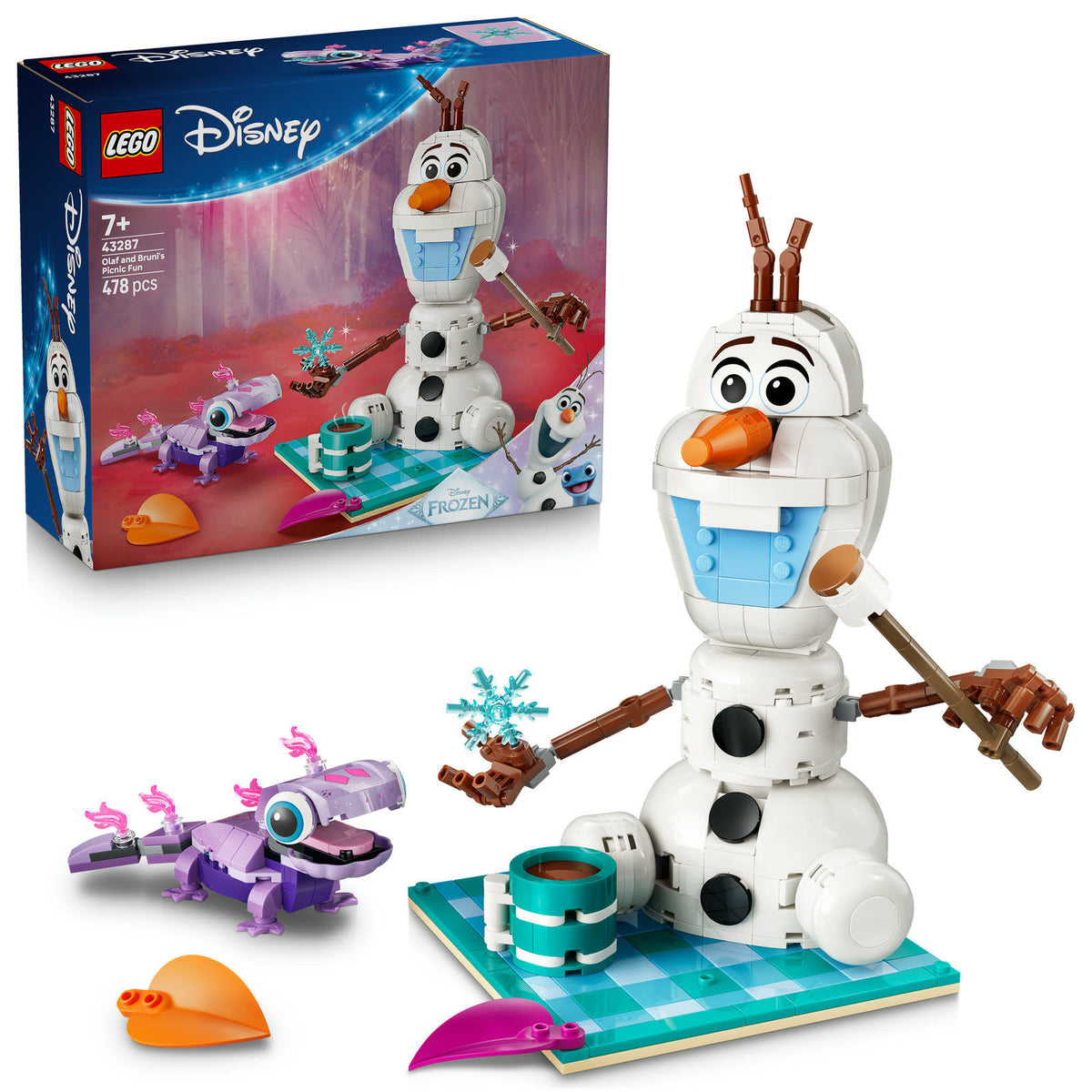 LEGO Disney Frozen Olaf and Brunis Picnic Fun 43287 Building Toy Set 478 Pieces, For Age 7+ Years