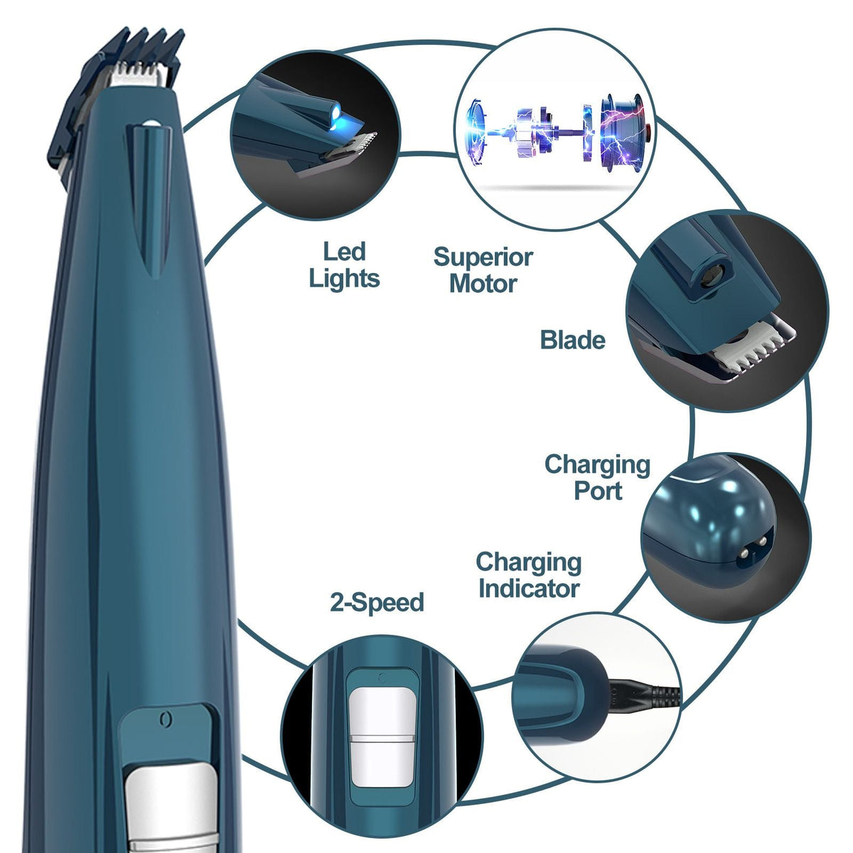 Pet Foot Hair Trimmer with LED Light