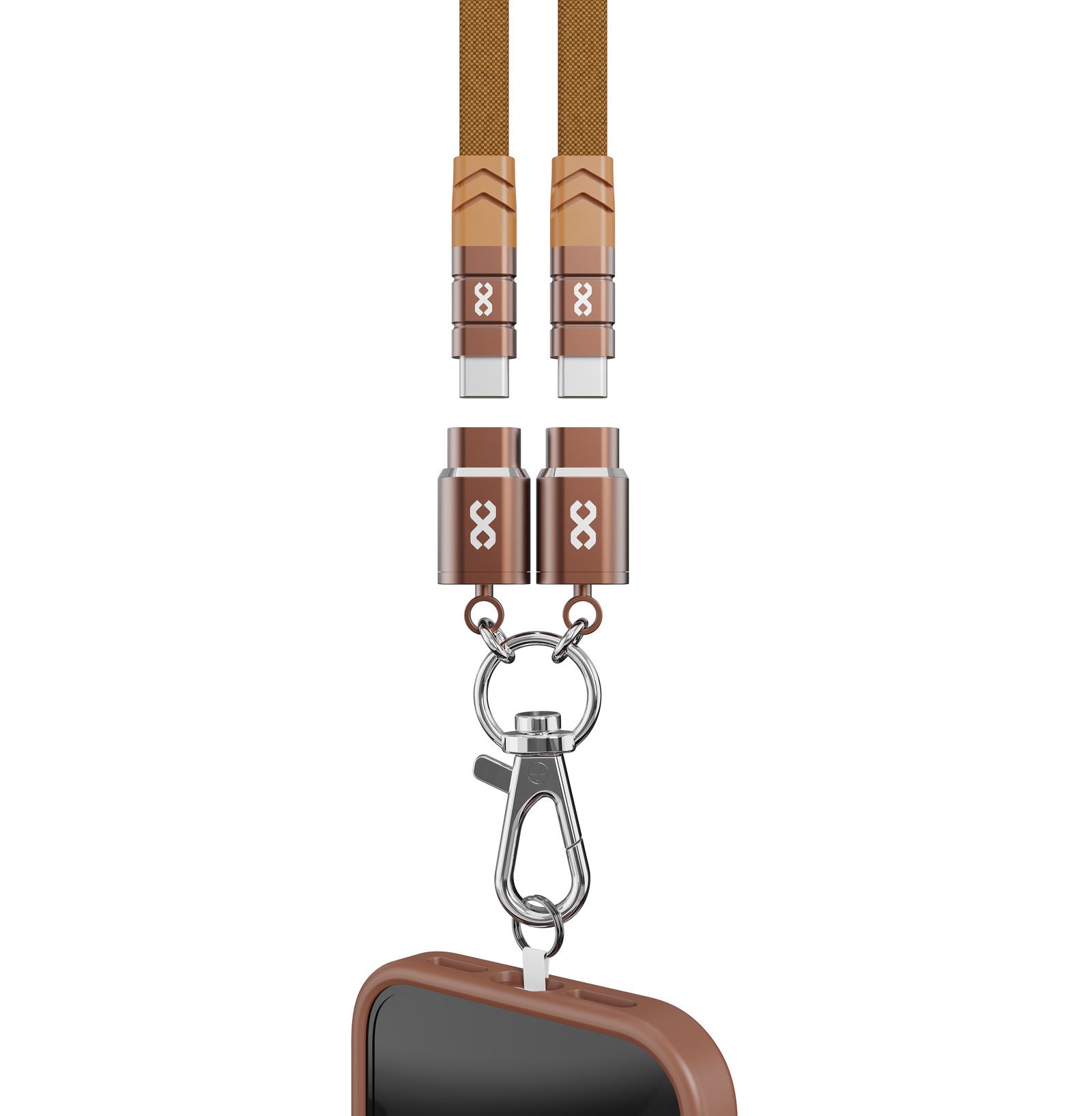 Infinyty 2-in-1 Lanyard USB-C to USB-C Braided Cable 60W, 1m