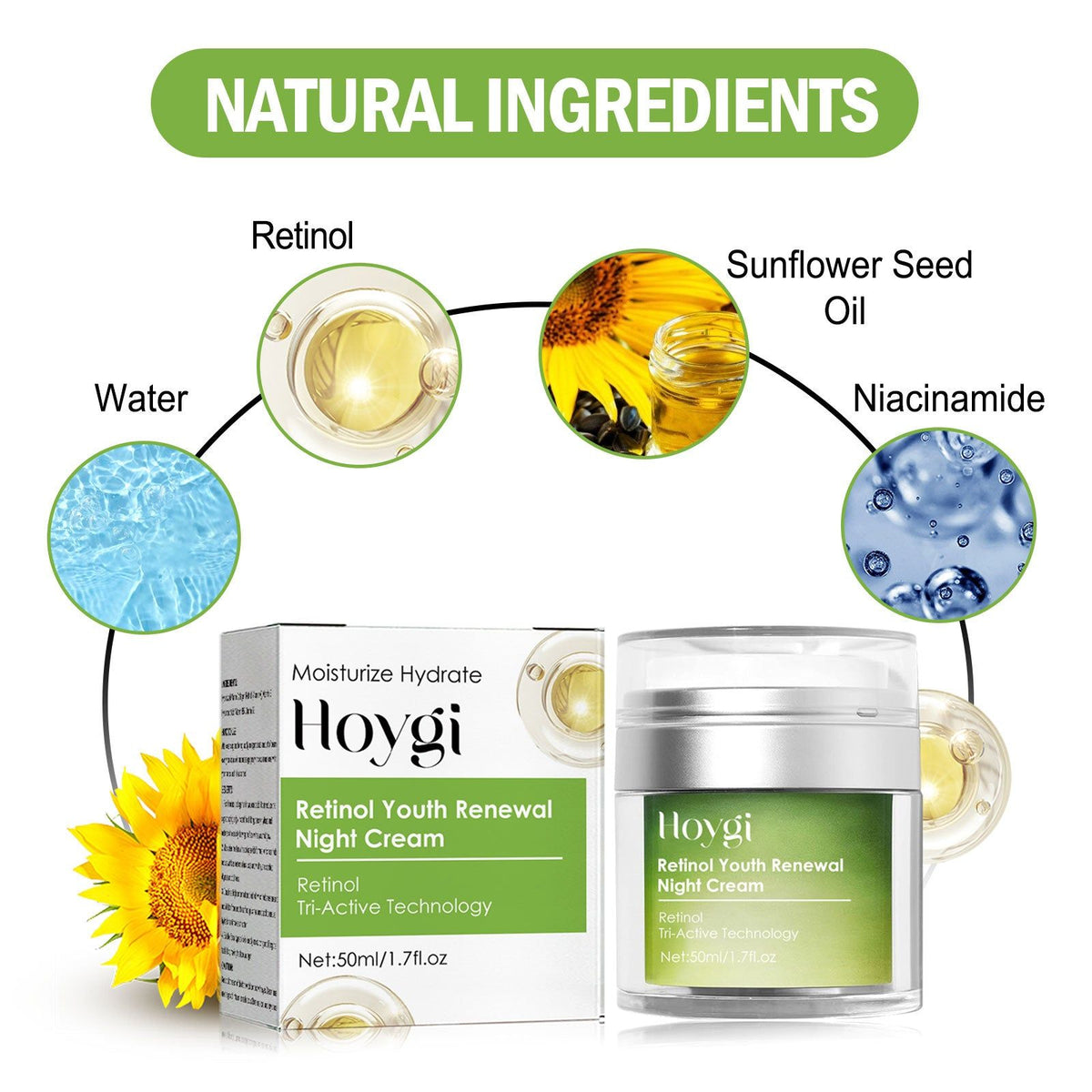 Revitalizing Retinol Face Cream, Moisturize, Firm, Lift, Reduce Wrinkles, Glow ,50ml