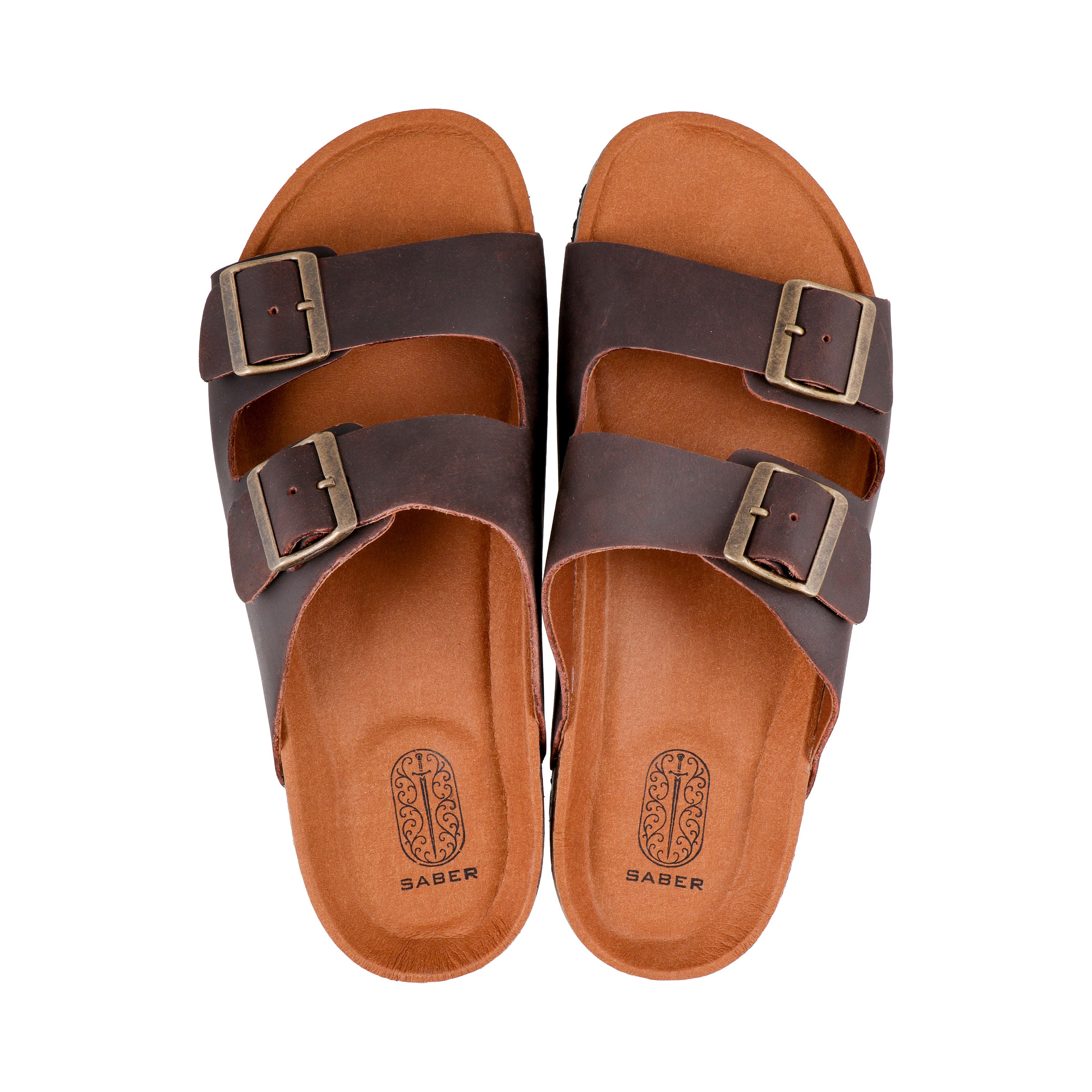 SABER BIRK -2 Men's Genuine Leather Sandals with Cork-Latex Footbed & EVA Sole