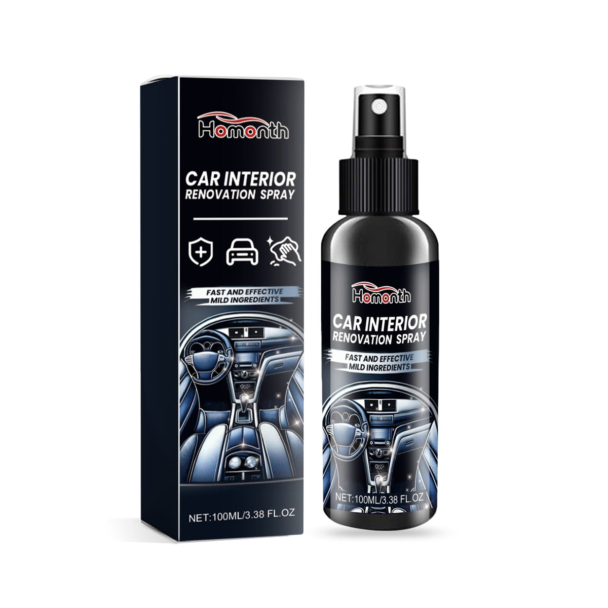 Car Interior Cleaning Spray, Decontamination, Shine & Protect, Easy Use ,100ml