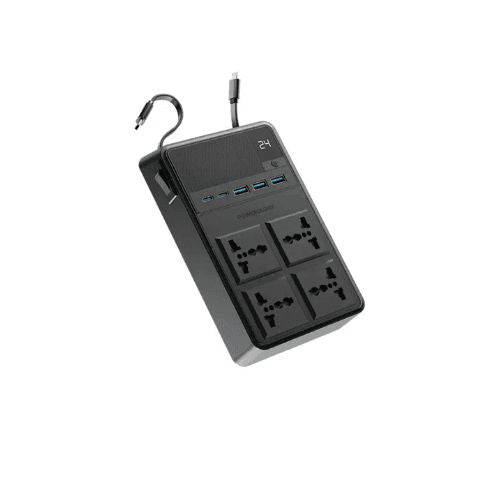 Powerology 2500w 4 AC Power Strip with Built-In Retractable Cables