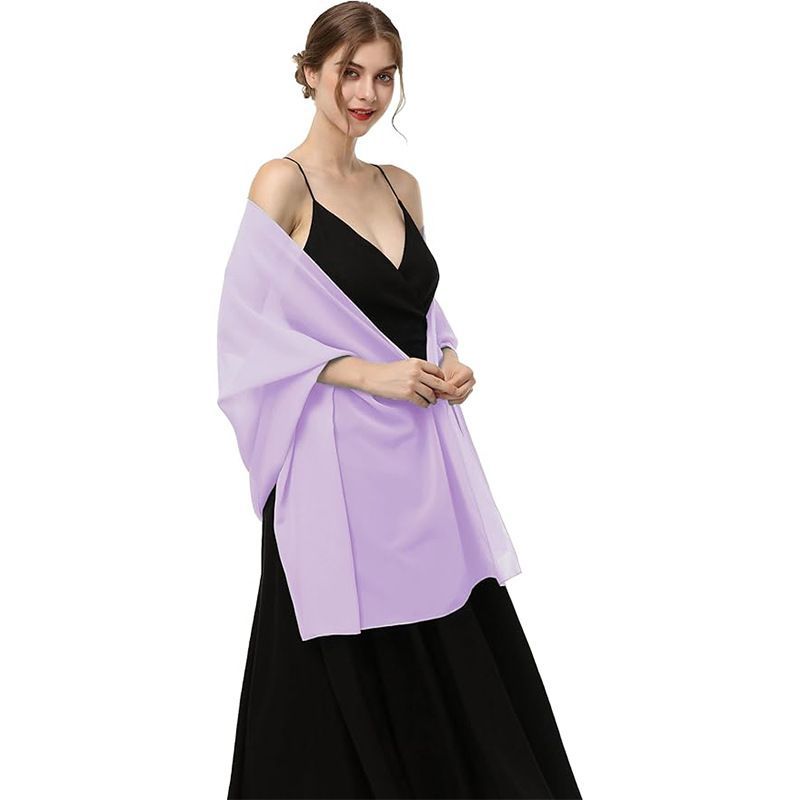 White Chiffon Shawl Wrap for Women Wedding & Evening Dress