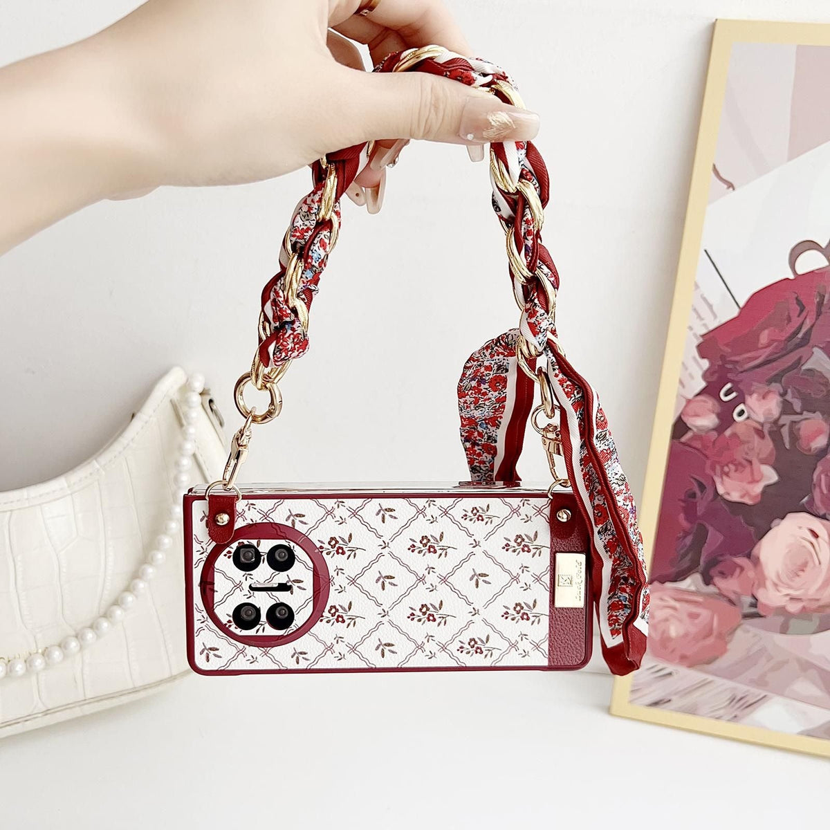 Luck Flower Pattern Strap Case For Huawei Mate X6