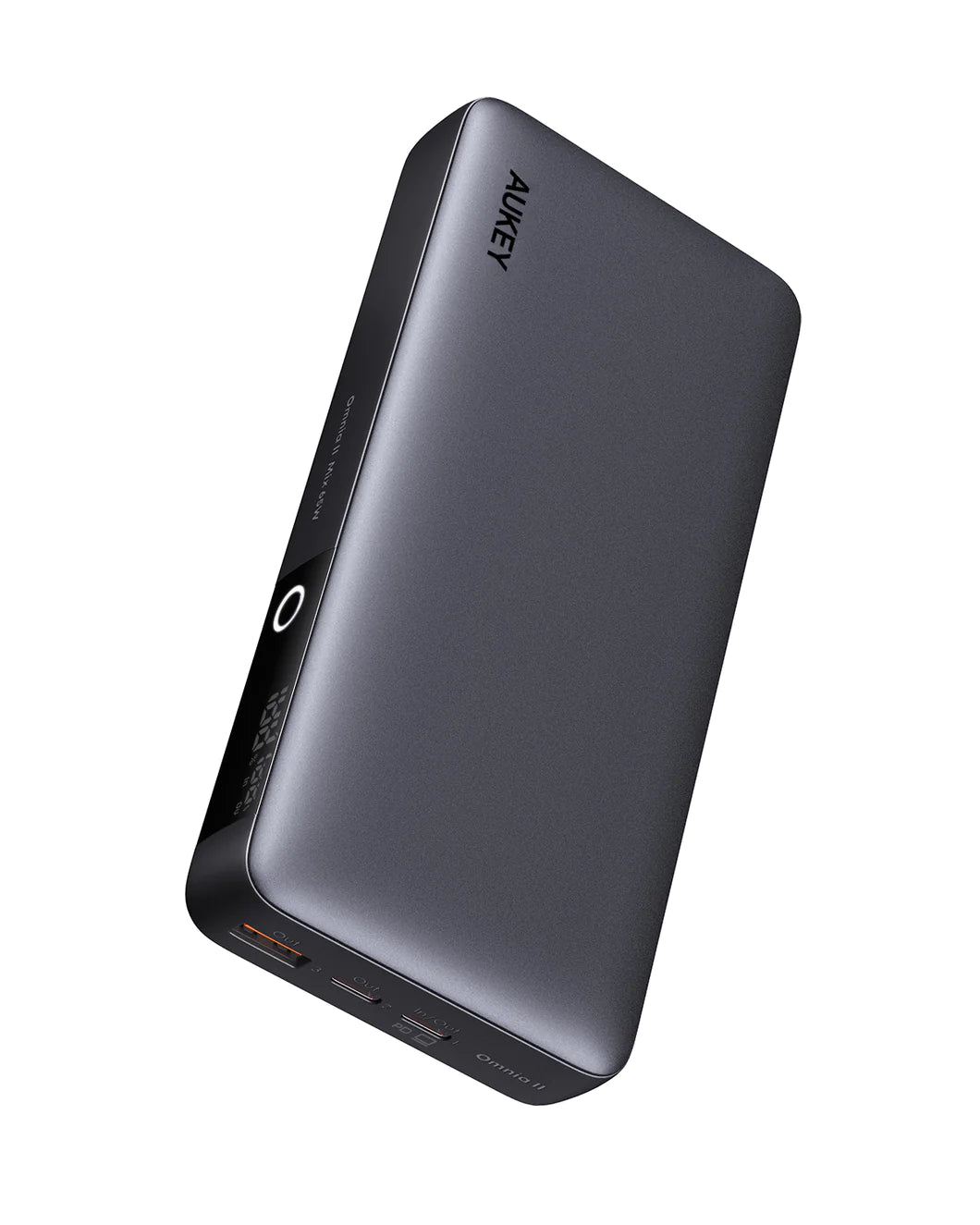Aukey PB-Y43 20000mAh 65W PD Power bank with 2xUSB C and 1xUSB A Ports - Gray