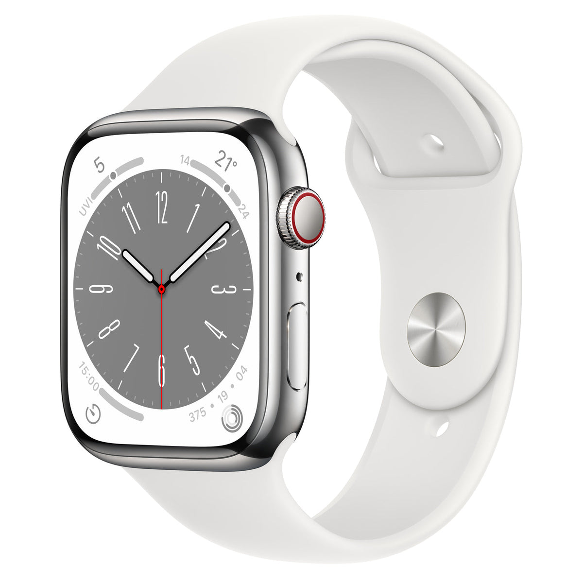 Series 8 GPS + Cellular 45mm Stainless Steel Case with Sport Band