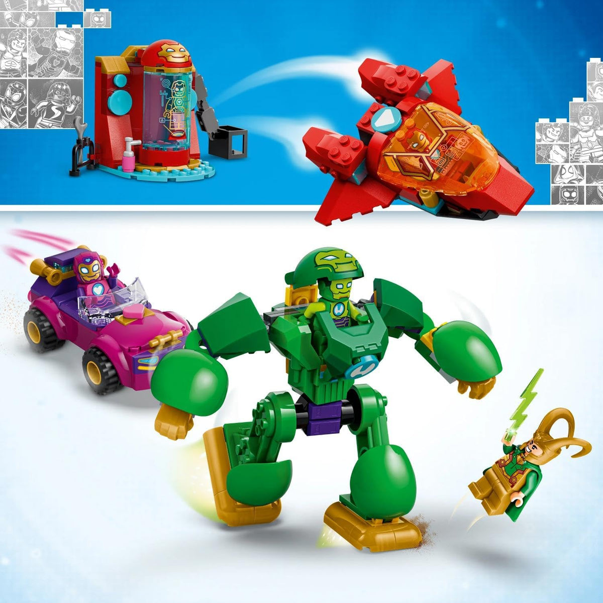 LEGO Marvel Iron Man and His Friends, Loki vs Team Iron Man Building Set, For Age 4+ Years
