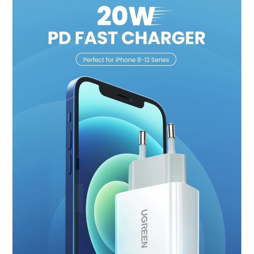 UGREEN CD137 20W USB-C Power Delivery Wall Charger, EU Plug, Fast Charging Adapter