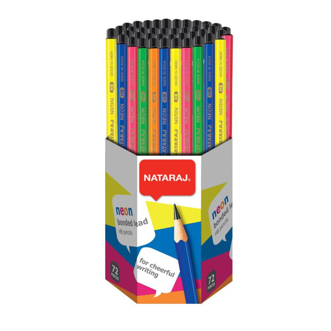 Nataraj HB Hexagonal Pencils, 72 Pieces Stand, Assorted Variants