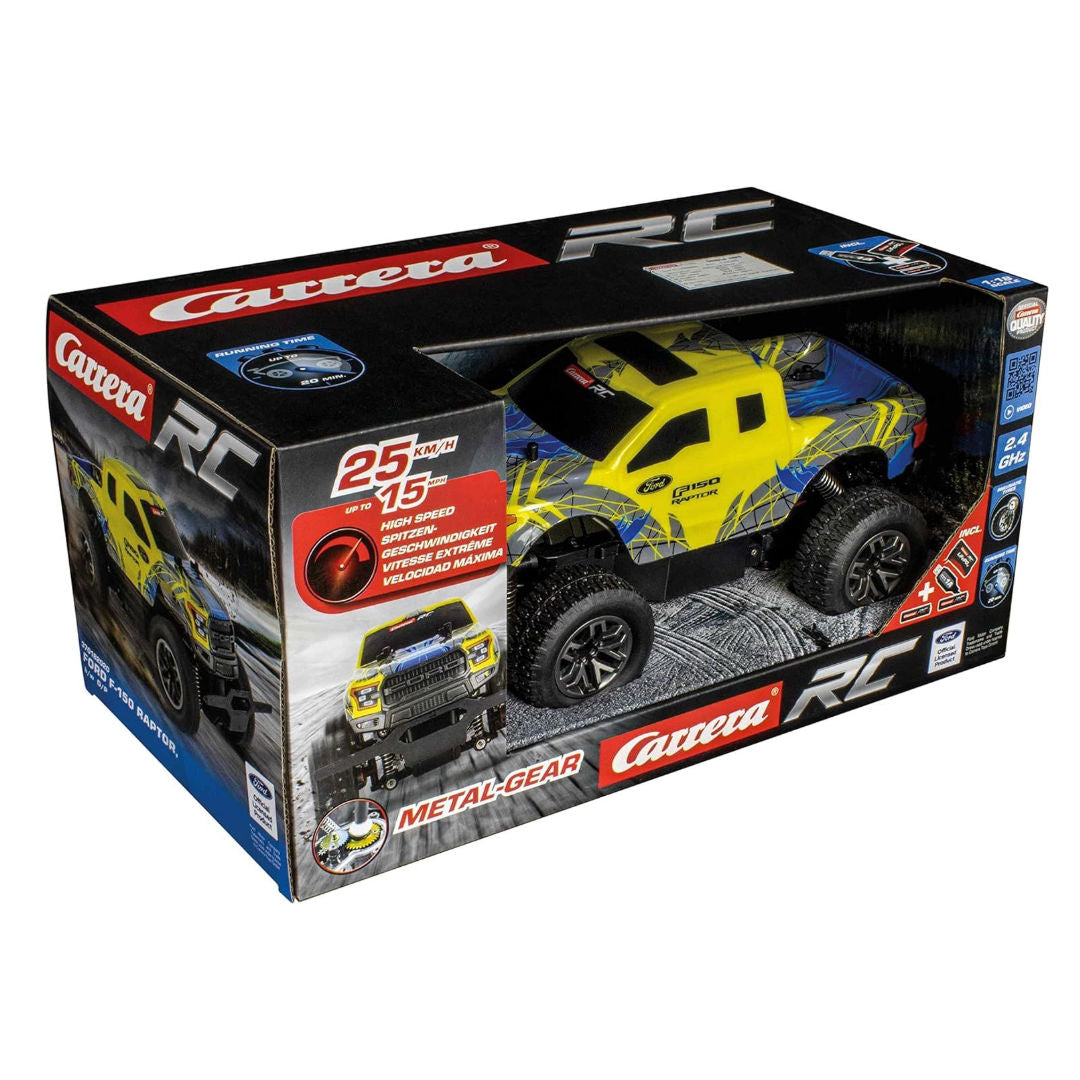 Carrera Metal Gear Ford F150 Raptor Remote Control Car 1:18, Yellow, 8+ years