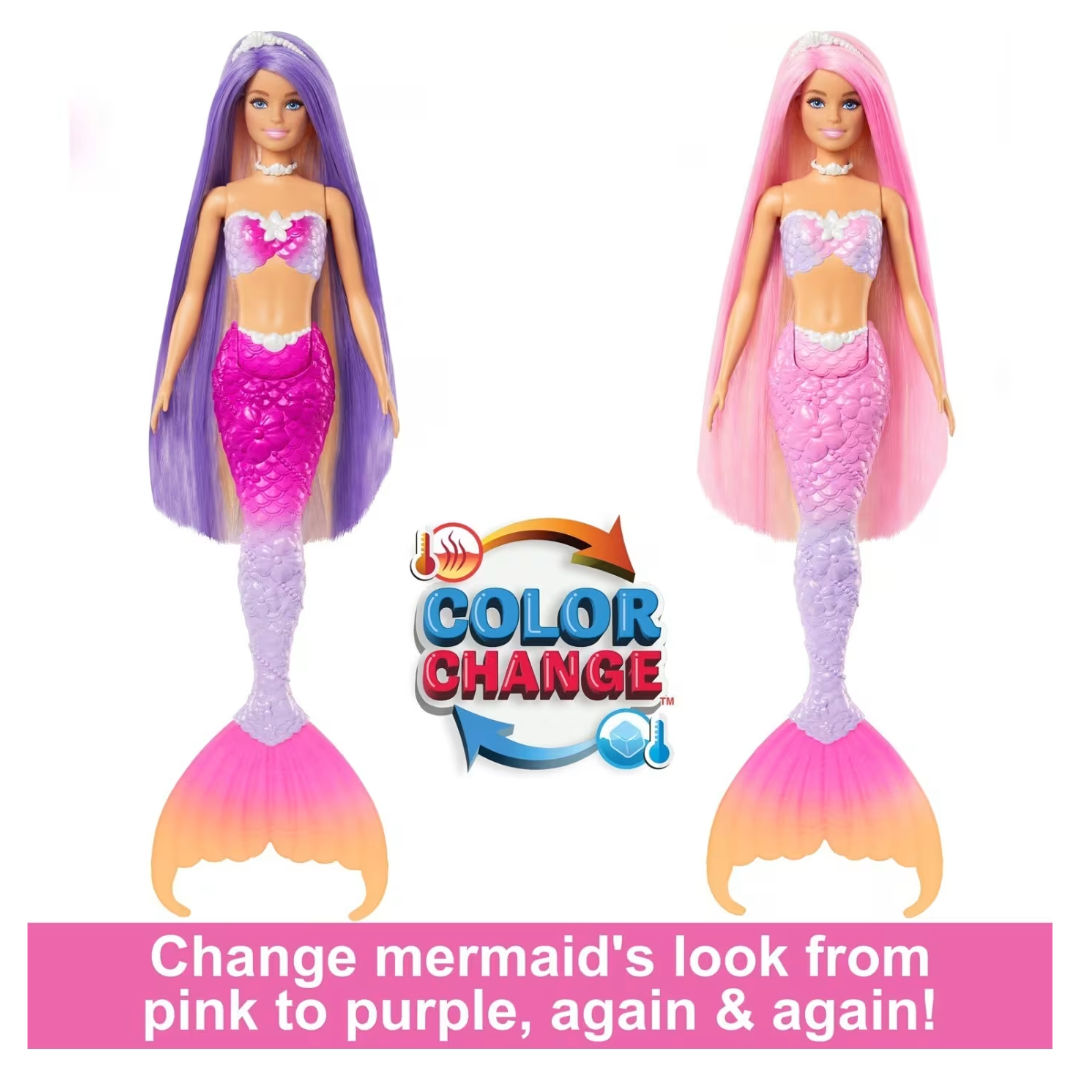 Barbie Malibu Color Changing Mermaid Doll with Accessories, 3+ Years