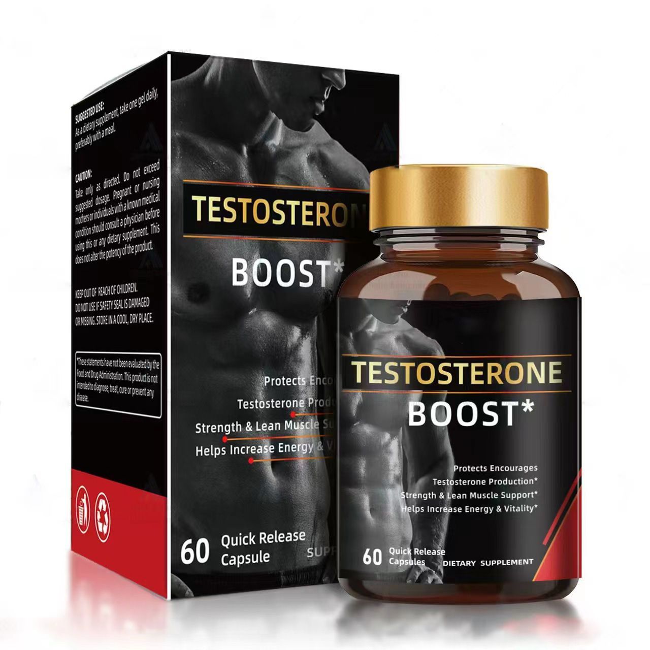 Testosterone Boost Capsules for Men, Natural Male Health Supplement, Supports Energy, Vitality & Lean Muscle, 60 Quick Release Dietary Capsules
