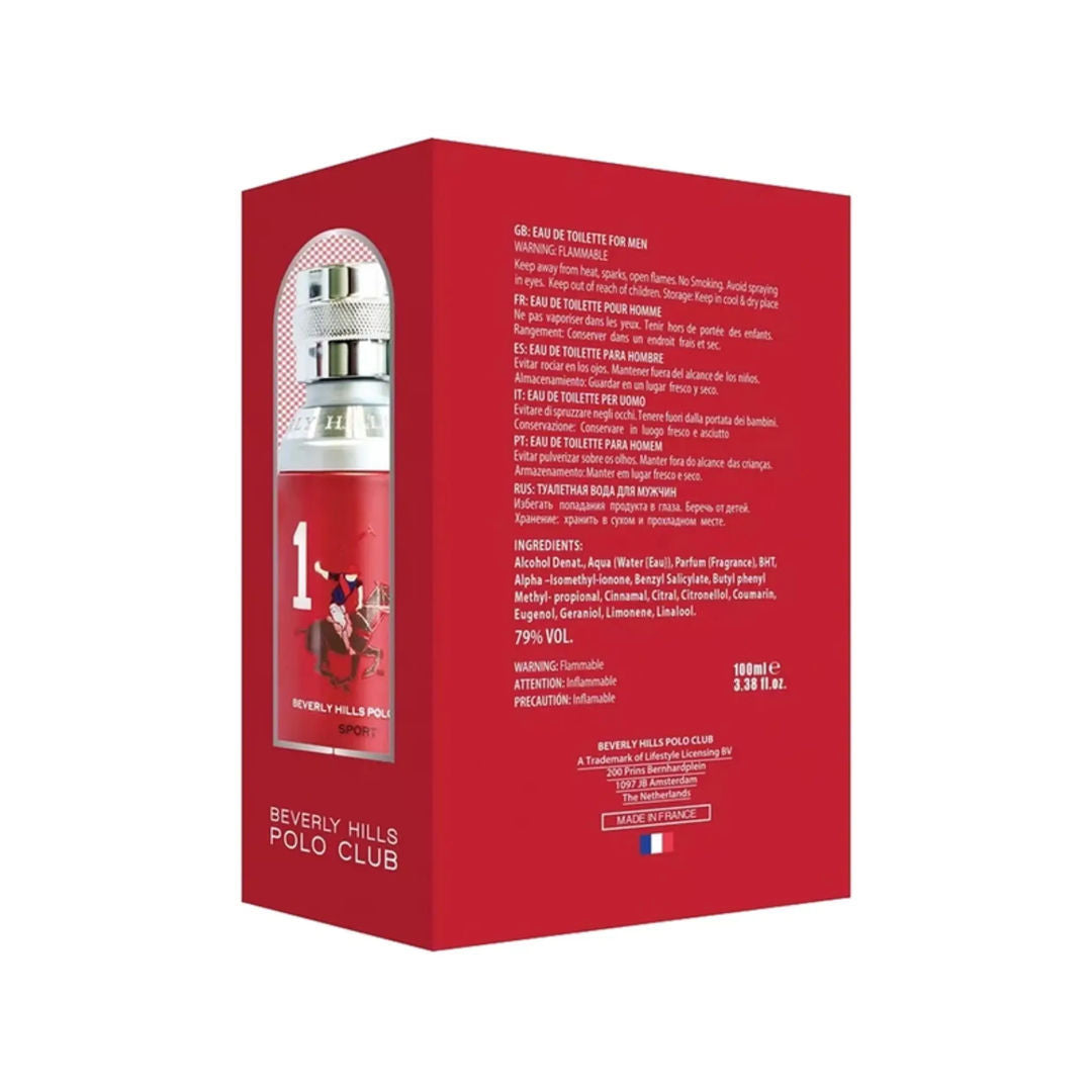 Beverly Hills Polo Club Sport No. 1 Eau de Toilette for Men, 100ml - Makasib Offer