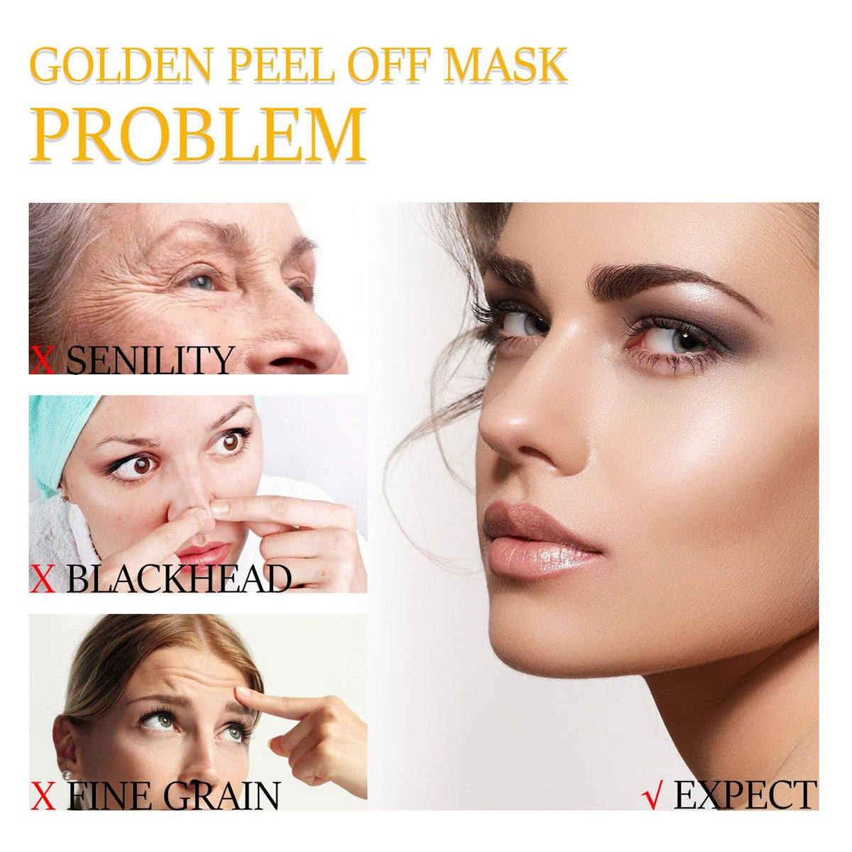 24K Gold Peel Mask for Clear Skin, Blackhead Removal, Anti-Aging, Deep Clean ,80g