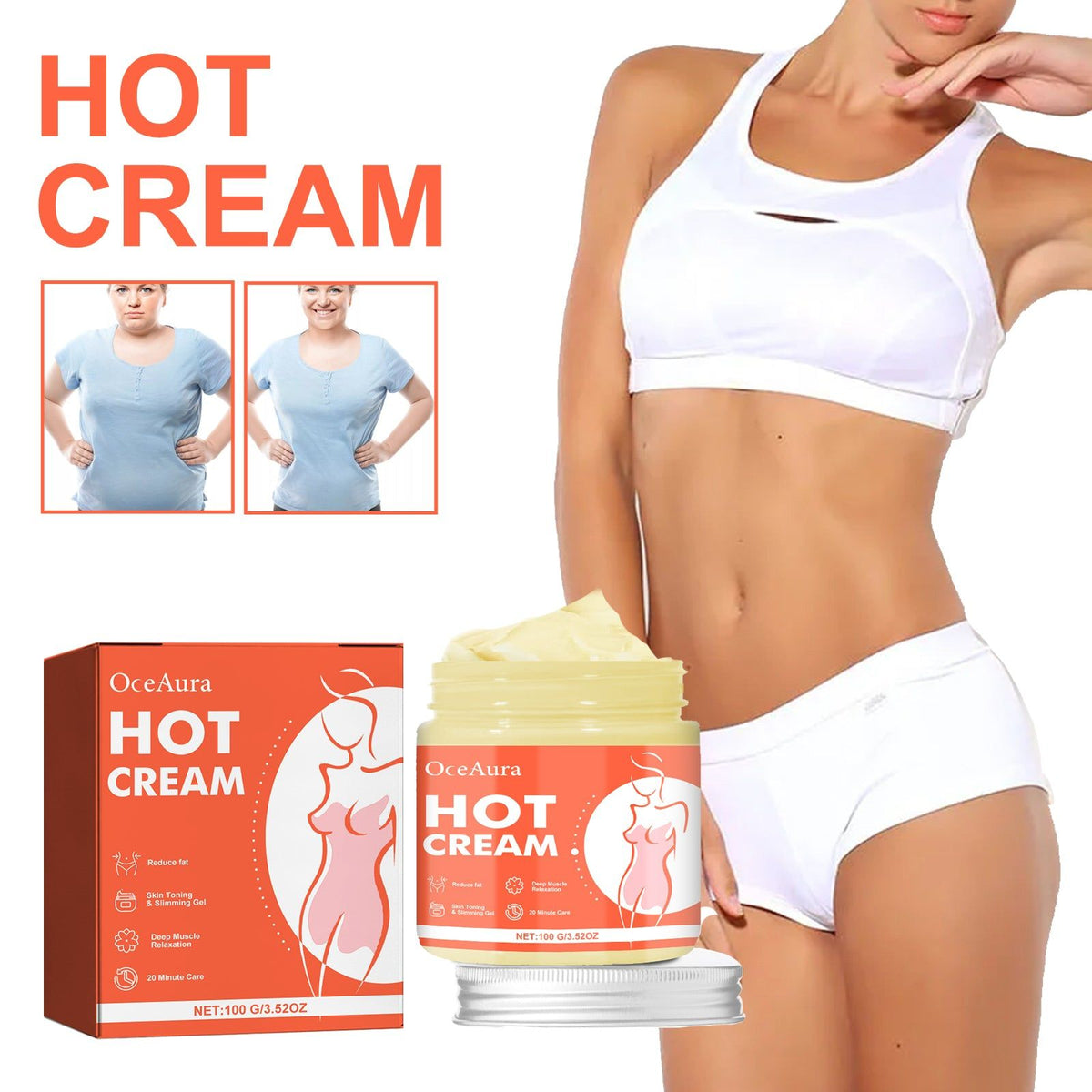 Firming and Beautiful Body Cream, Fat Burner, Slimming, Muscle Relaxer, Skin Tightening ,100g