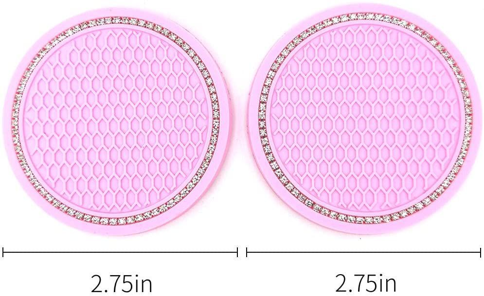 2 Pack Bling Car Cup Coaster Rhinestone Anti Slip Insert Coasters 2.75 inch