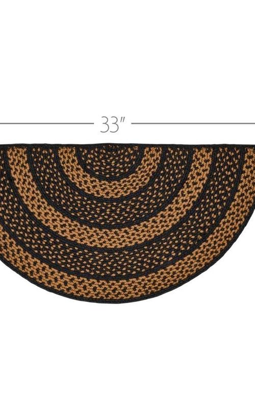 Reversible Braided Doorway Rug Eco-Friendly Half Circle 33" L for All Seasons (Beige/Black)