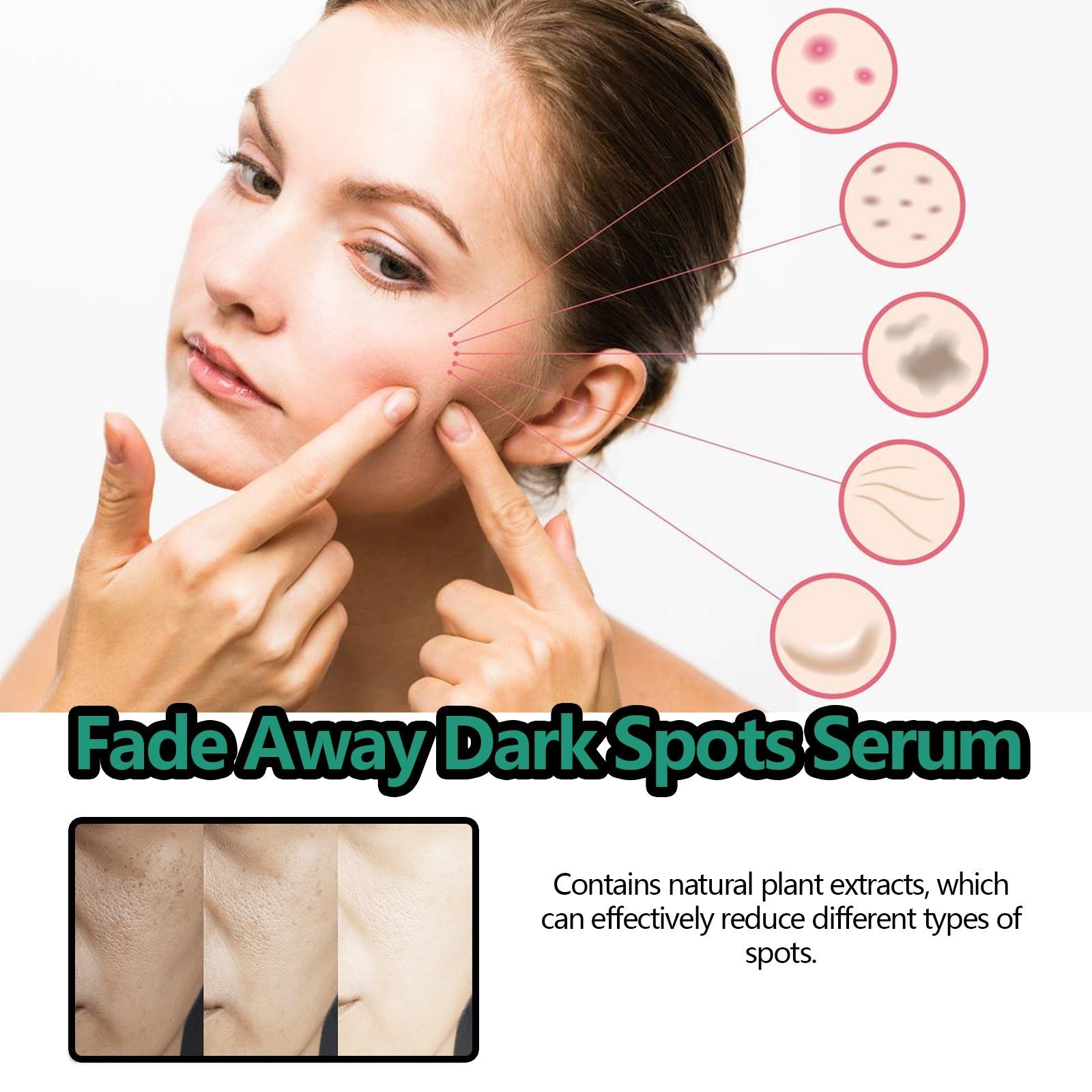 Brightening Serum for Glowing Skin, Reduce Spots, Anti-Aging, Natural Plant Essence ,30ml