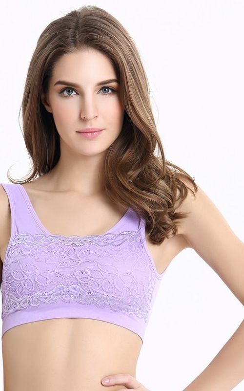 3pcs Women Lace Genie Bra Wireless Sports Underwear Breathable Sexy Shockproof Bralettes Fitness Yoga