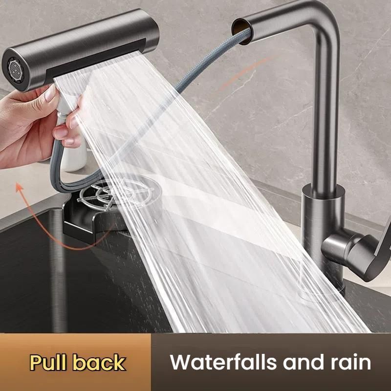 Waterfall Kitchen Faucet Pull-out Version Black