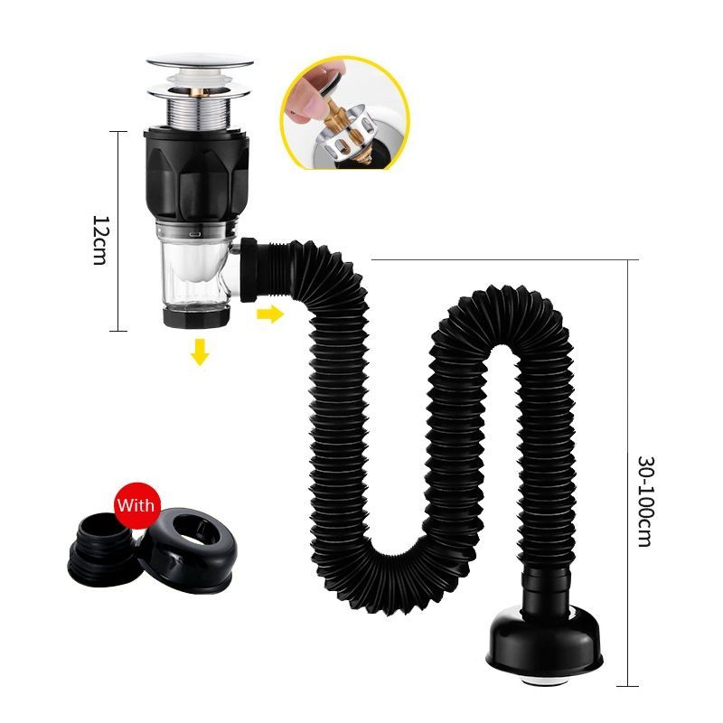 Washbasin Water Pipe H Black Round Surface Bounce Universal H Black Round Surface Bounce Universal