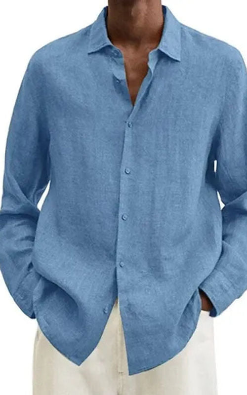 Men's Linen Long Sleeve Regular-Fit Shirt