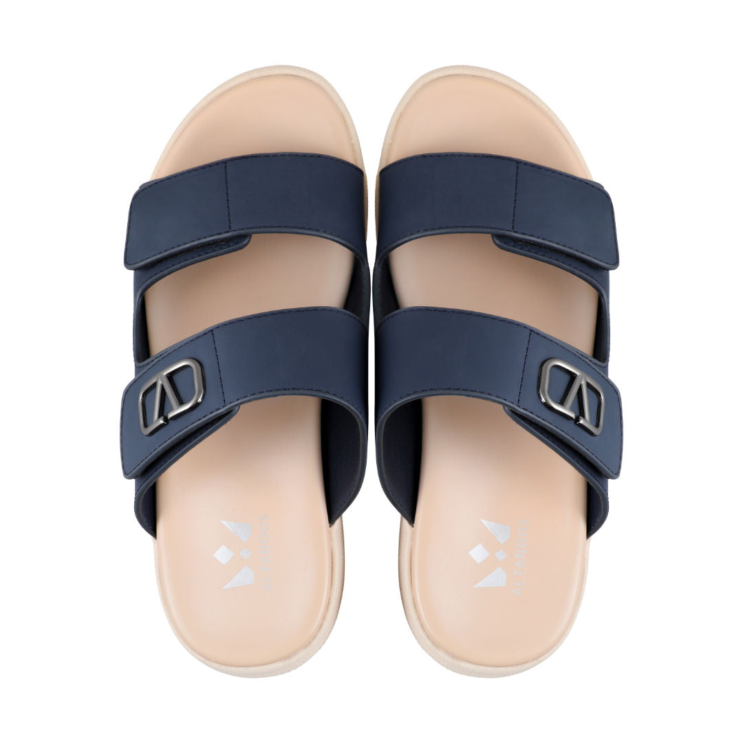 AL FANOOS Men's Medicated Sandals with Microfiber Upper, PU Foam Insole & EVA-TPR Sole, Navy Blue, AFNMN0710123NVY
