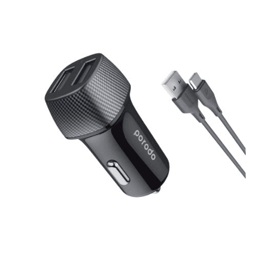 Porodo Dual Port 3.4A Car Charger with 3ft