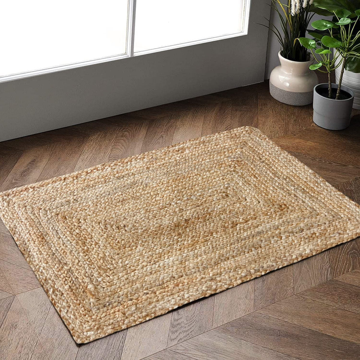 AIESY® Beautiful Anti-Slip Handwoven Jute Reversible Bath Mat
