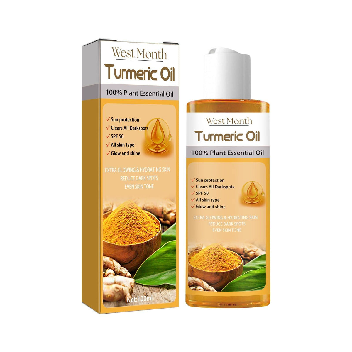 Brightening and Moisturizing Turmeric Facial Oil for Radiant, Glowing Skin ,100ml