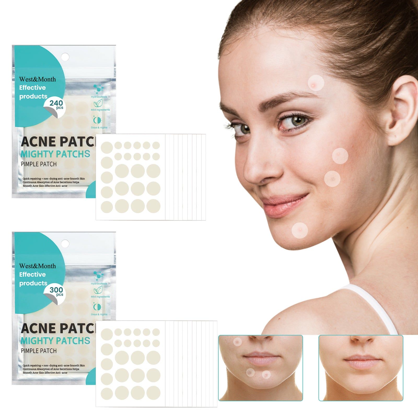 Reduce Acne Fast, Invisible Breathable Patches, Clear Skin, 240pcs ,240pcs