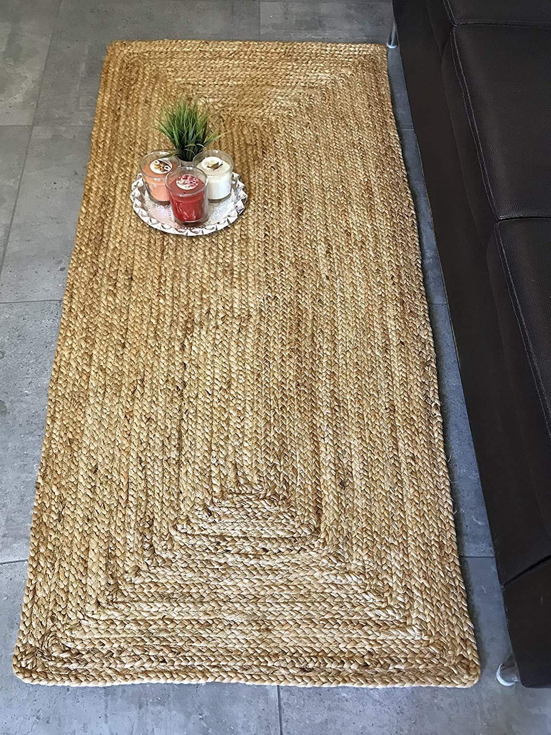 AIESY® Handwoven Braided Jute Reversible Carpet
