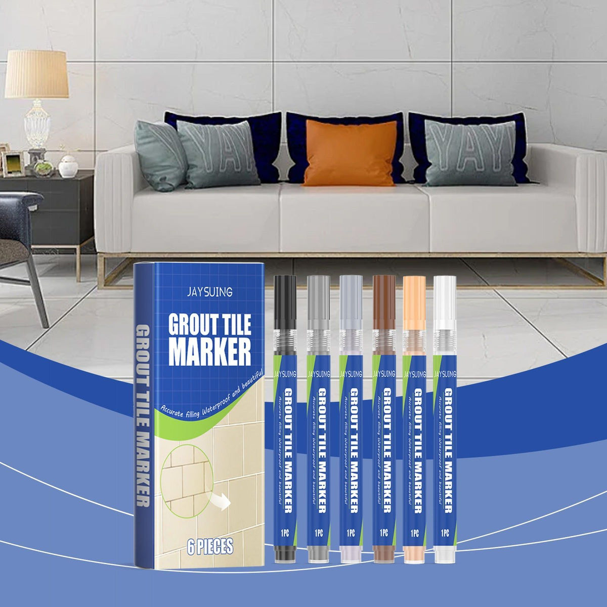 Aesthetic Gap Filling Pen for Waterproof Tile Seams, Moldproof, Easy Repair ,6 pieces