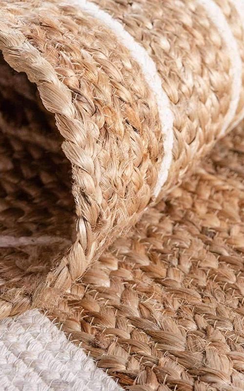 Reversible Braided Doorway Rug Eco-Friendly Half Circle 33" L for All Seasons (Beige/Black)