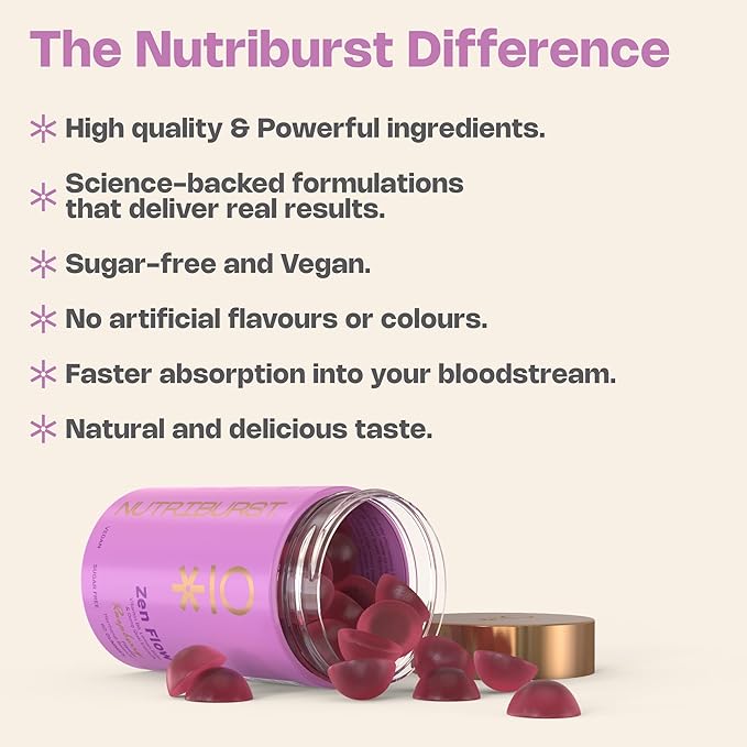 Nutriburst Zen Flo Raspberry 60 Gummies
